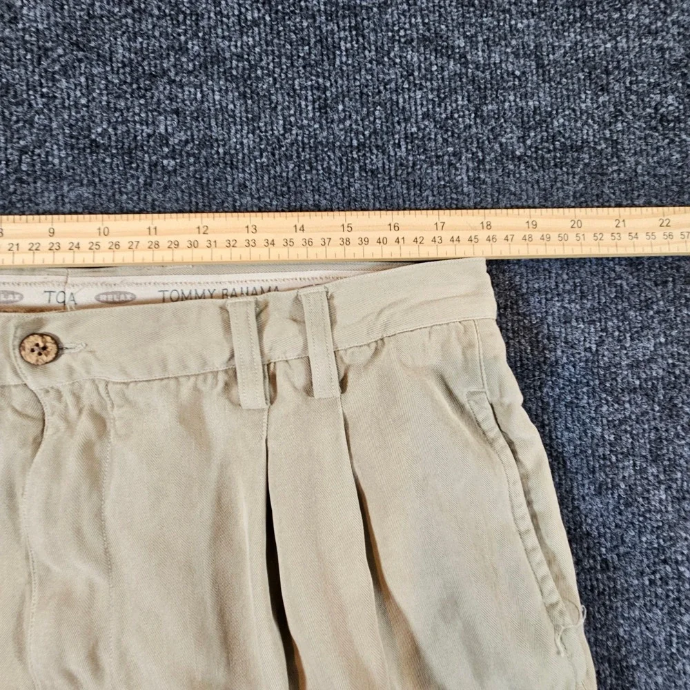 Tommy Bahama Pleated Trousers Mens 38 Tan 100% Silk Relaxed‎ Straight Leg Pants